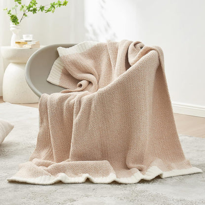 Snuggle Sac Heather Beige Throw Blankets Luxurious Microfiber Fabric, Reversible Super Soft Throws