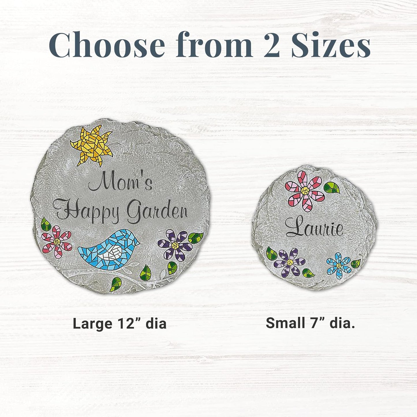 Let's Make Memories Personalized Mosaic Garden Stone - for Grandma, Mom - Large Stone - Personalize