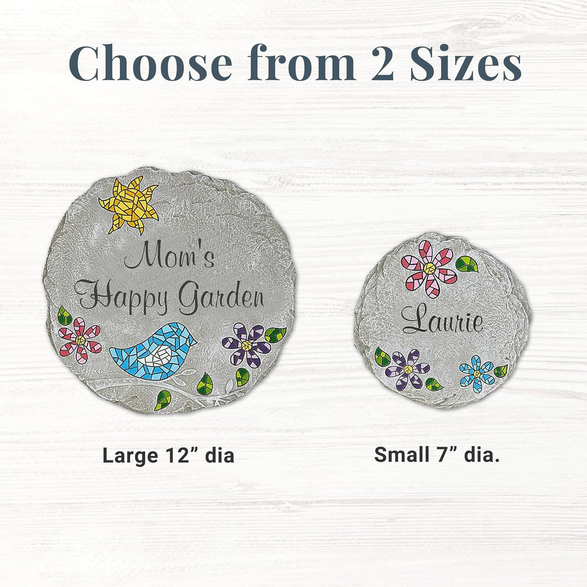Let's Make Memories Personalized Mosaic Garden Stone - for Grandma, Mom – Small Stone - Personalize