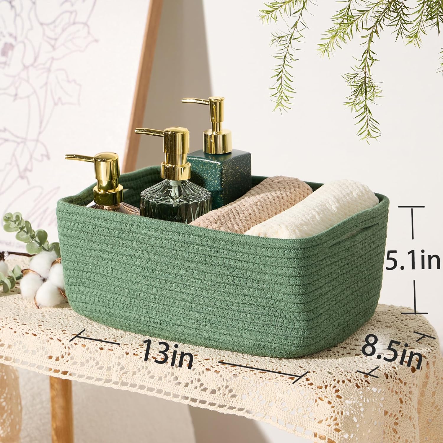 Small Storage Baskets for Organizing | Closet Organizer Bins | Shelf Toy Basket | Woven Rope