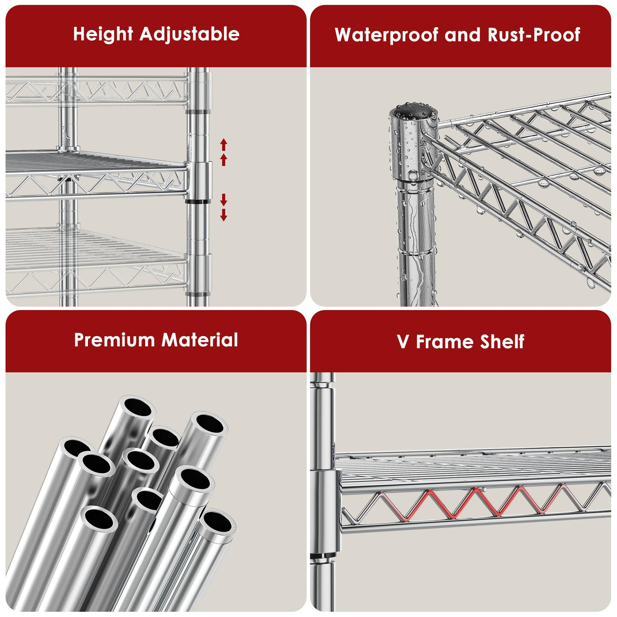 Simple Deluxe 3-Tier Storage Shelves, 750 Lbs Loading Capacity, 24.02" W x 13.78" D x 21.97" H