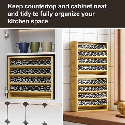 Orimade 4 Tier Spice Rack Organizer for Cabinet, Freestanding Bamboo Seasoning Rack for Countertop