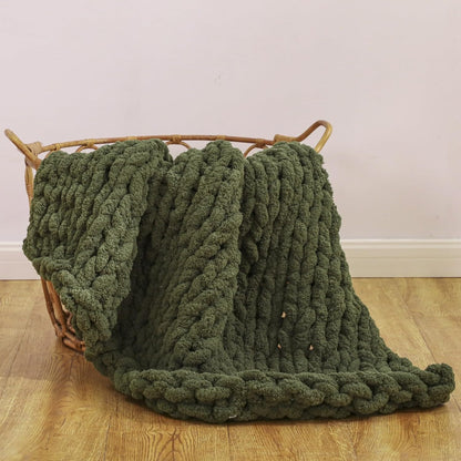 WESHIONGOO Chunky Knit Blanket Throw 40"×40" Knitted Throw Blankets for Couch Bed Fluffy Soft