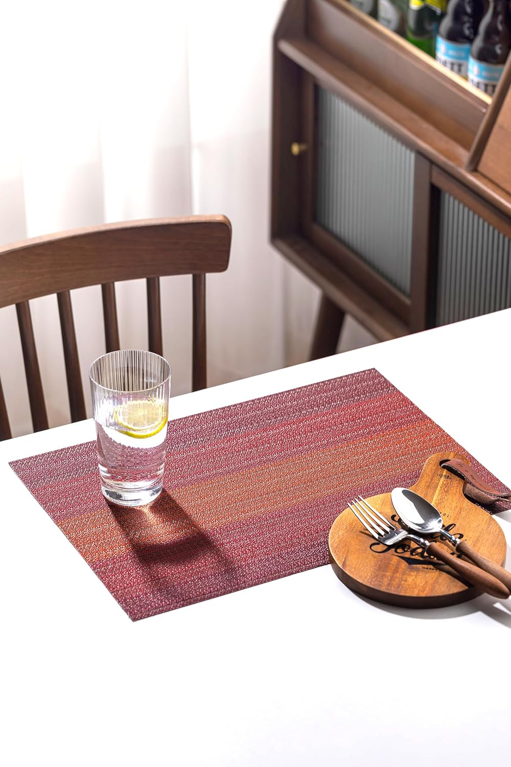 LEXMORE Placemats Set of 6 Vinyl/Plastic Woven Place Mats for Kitchen Table Indoor/Outdoor Washable