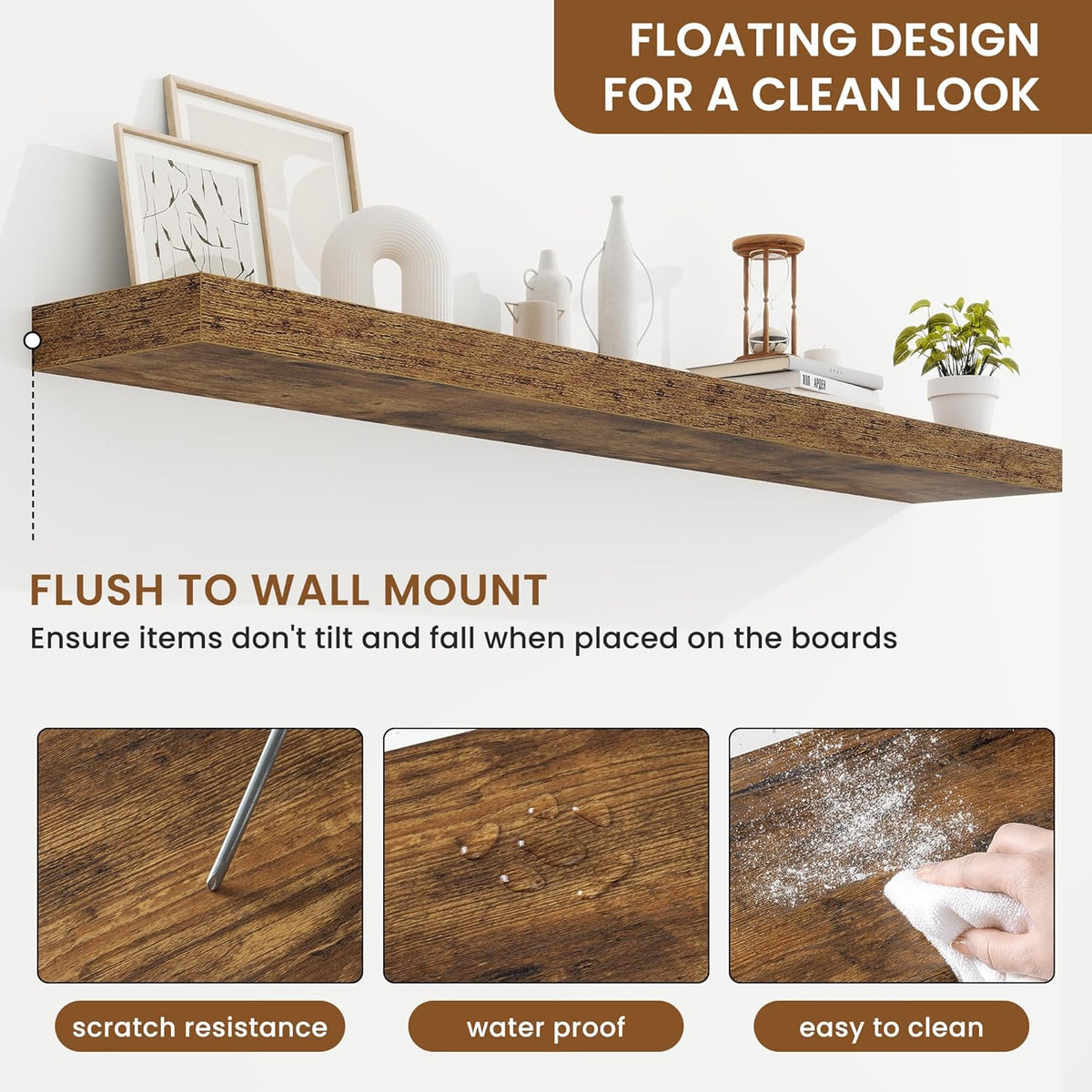 fuqing Floating Shelves for Wall, Bathroom Shelf Wall Mounted for Storage, Shelves with Invisible