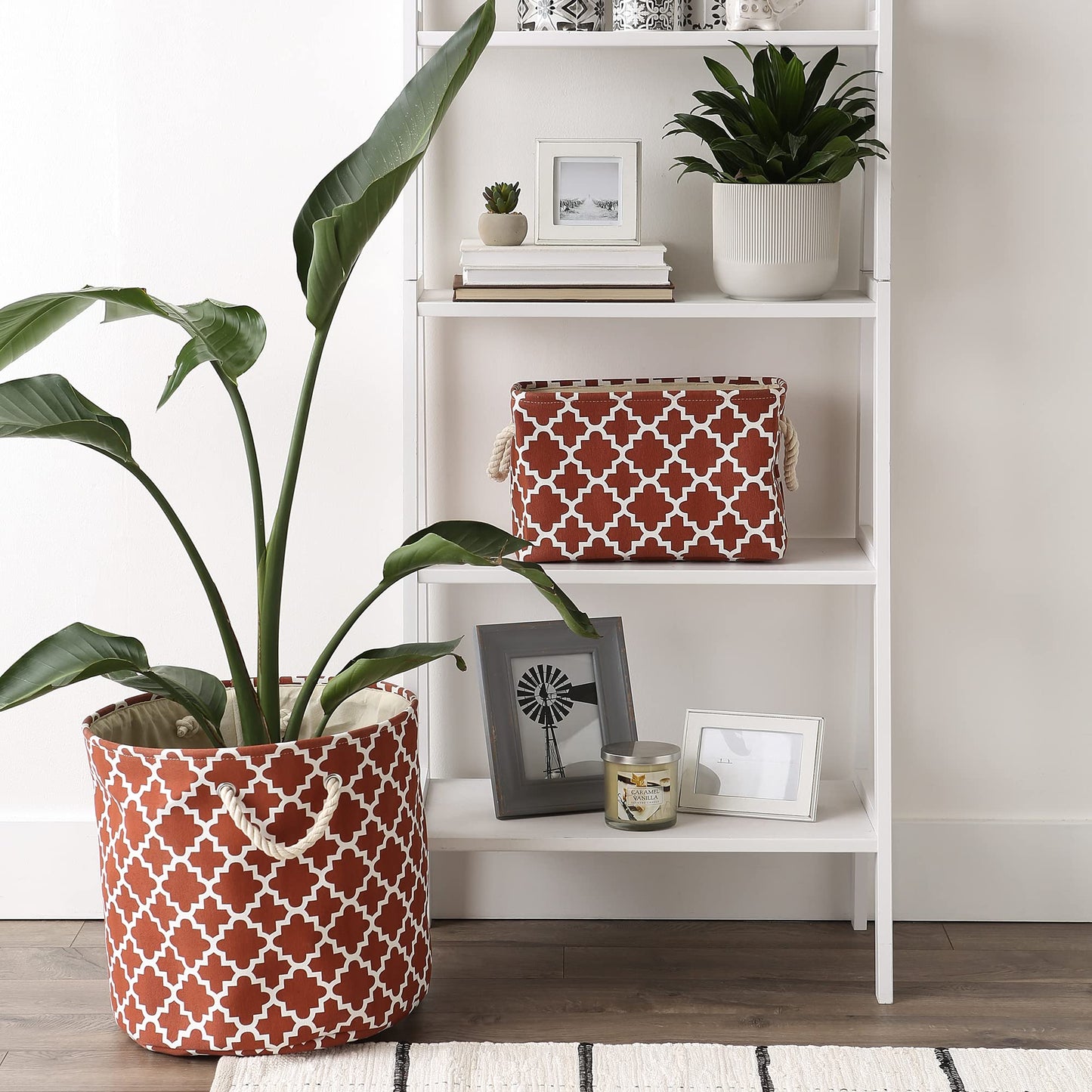 DII Polyester Container with Handles, Lattice Storage Bin, Small, Cinnamon
