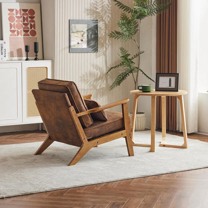 Karl home Accent Chair Wide Armrest Mid-Century Lounge Chair Bronzing Cloth Armchair with Lumbar