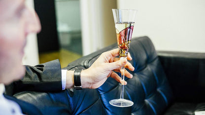 Victoria Barcelona Champagne Flute - 7.5 Oz Mouth-Blown Hand Painted, Antoni Gaudi & Murano