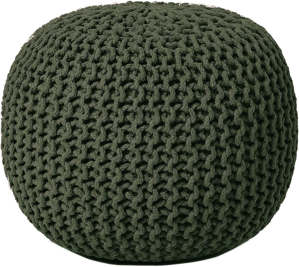 REDEARTH Round Hand Knitted Pouf - Foot Stool Bean Bag Ottoman - Cord Boho Pouffe - Poof Accent