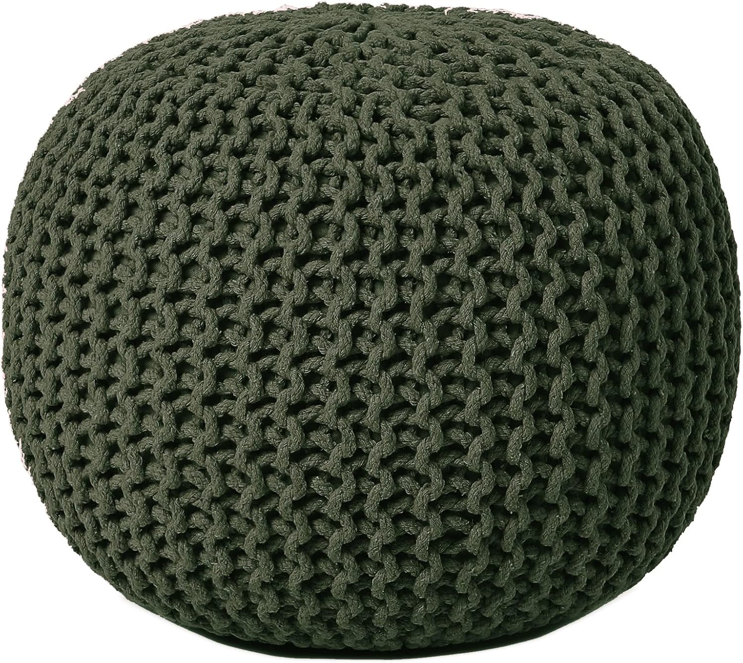 REDEARTH Round Hand Knitted Pouf - Foot Stool Bean Bag Ottoman - Cord Boho Pouffe - Poof Accent