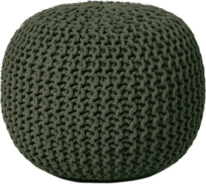 REDEARTH Round Hand Knitted Pouf - Foot Stool Bean Bag Ottoman - Cord Boho Pouffe - Poof Accent