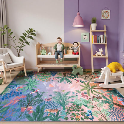 LIVEBOX Washable 6x9 Rug for Living Room, Soft Jungle Animal Print Rugs for Bedroom Aesthetic, Non