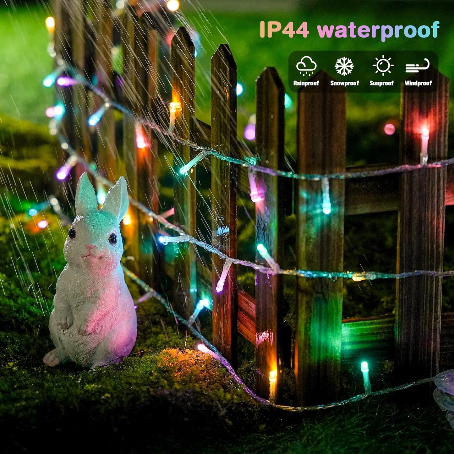 JMEXSUSS 33ft 100 LED Easter Lights for Indoor Outdoor Use, 8 Modes Connectable Easter String
