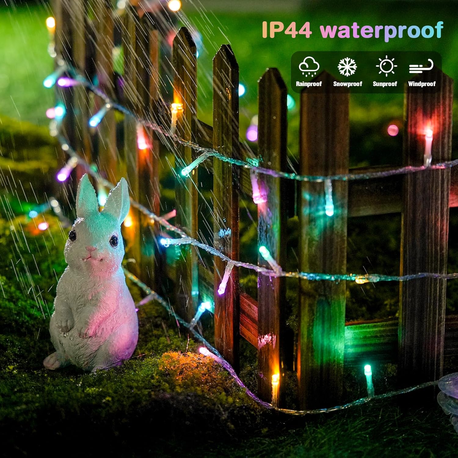 JMEXSUSS 33ft 100 LED Easter Lights for Indoor Outdoor Use, 8 Modes Connectable Easter String