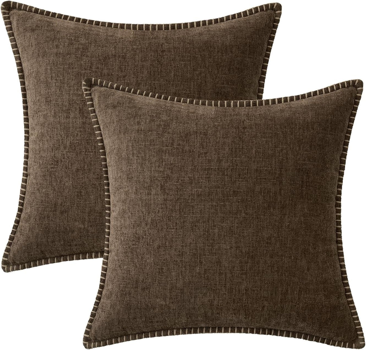 MIULEE Pack of 2 Couch Throw Pillow Covers 16x16 Inch Brown Farmhouse Decorative Pillow Covers with