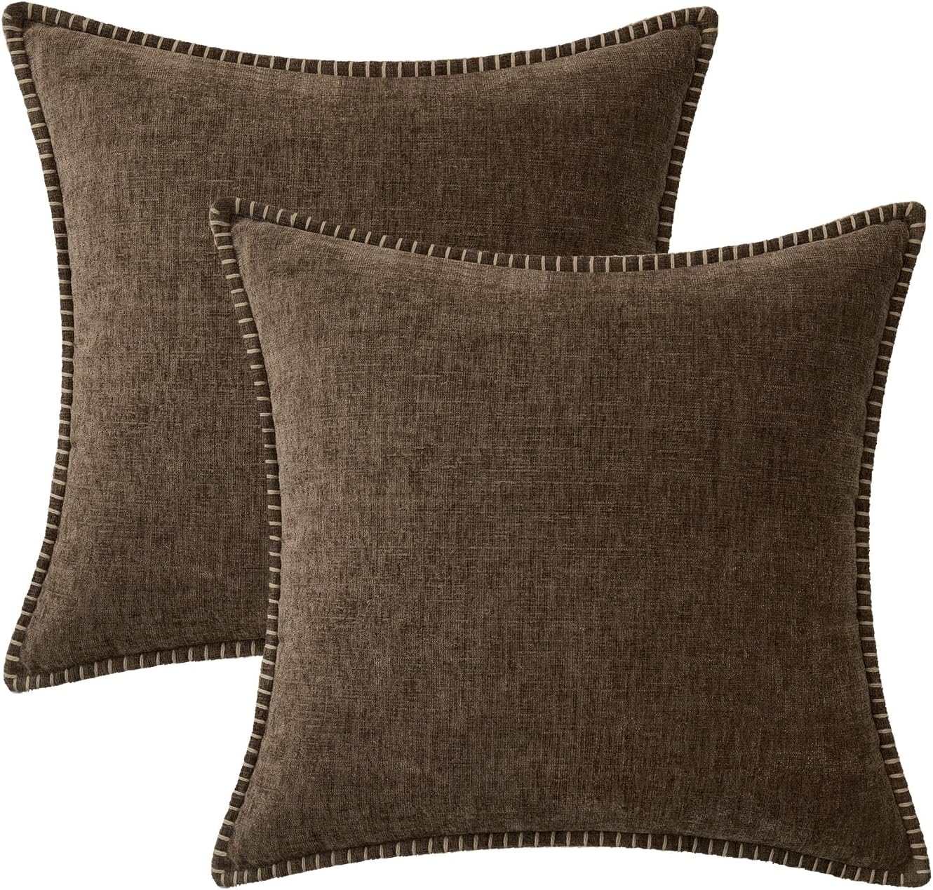 MIULEE Pack of 2 Couch Throw Pillow Covers 18x18 Inch Brown Farmhouse Decorative Pillow Covers with
