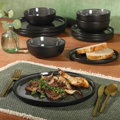 Gibson Elite Tahoe Sunset 12 Piece Stoneware Reactive Glaze (Service for 4) Ceramic Plates and