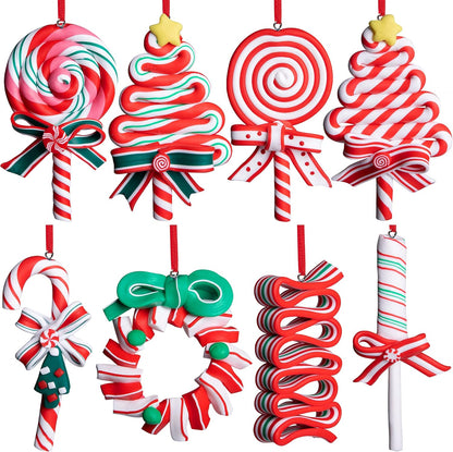 codree 8 PCS Christmas Hanging Lollipop Ornaments- Candy Ornaments for Christmas Tree- Candies