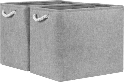 Bidtakay Collapsible Storage Bins for Clothes Large Grey Storage Baskets with Cotton Handles