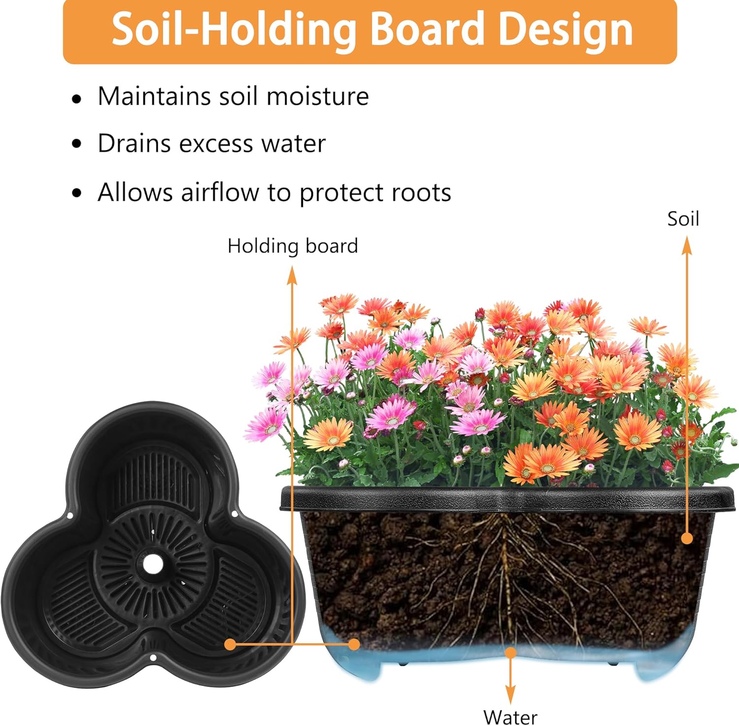 VECELO 5 Tier Vertical Garden Planter, Self Watering Stackable Planters with Wheels for