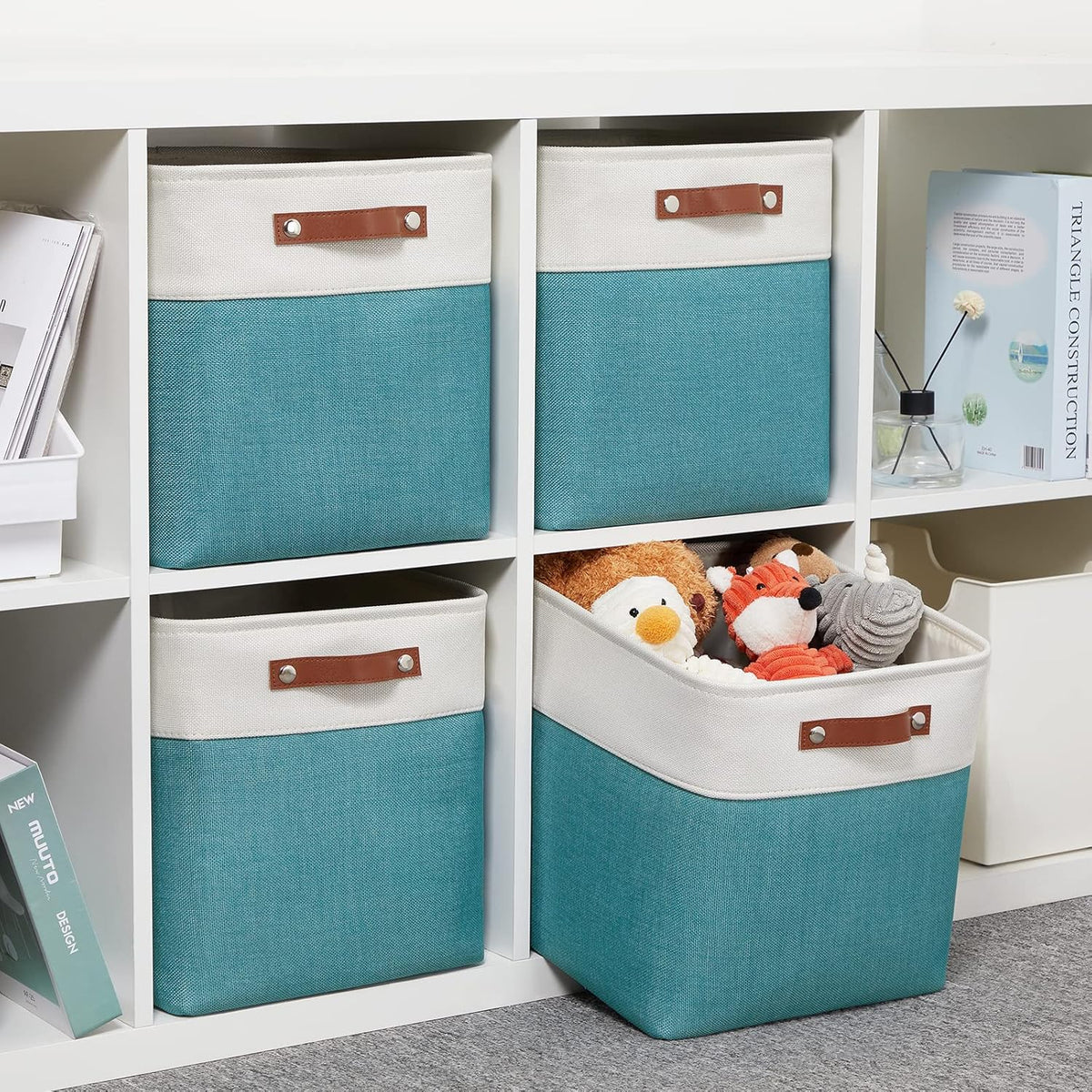 DULLEMELO Square Storage Cubes Baskets for Gifts Empty, 12 inch Cube Stroage Bins Linen Closet