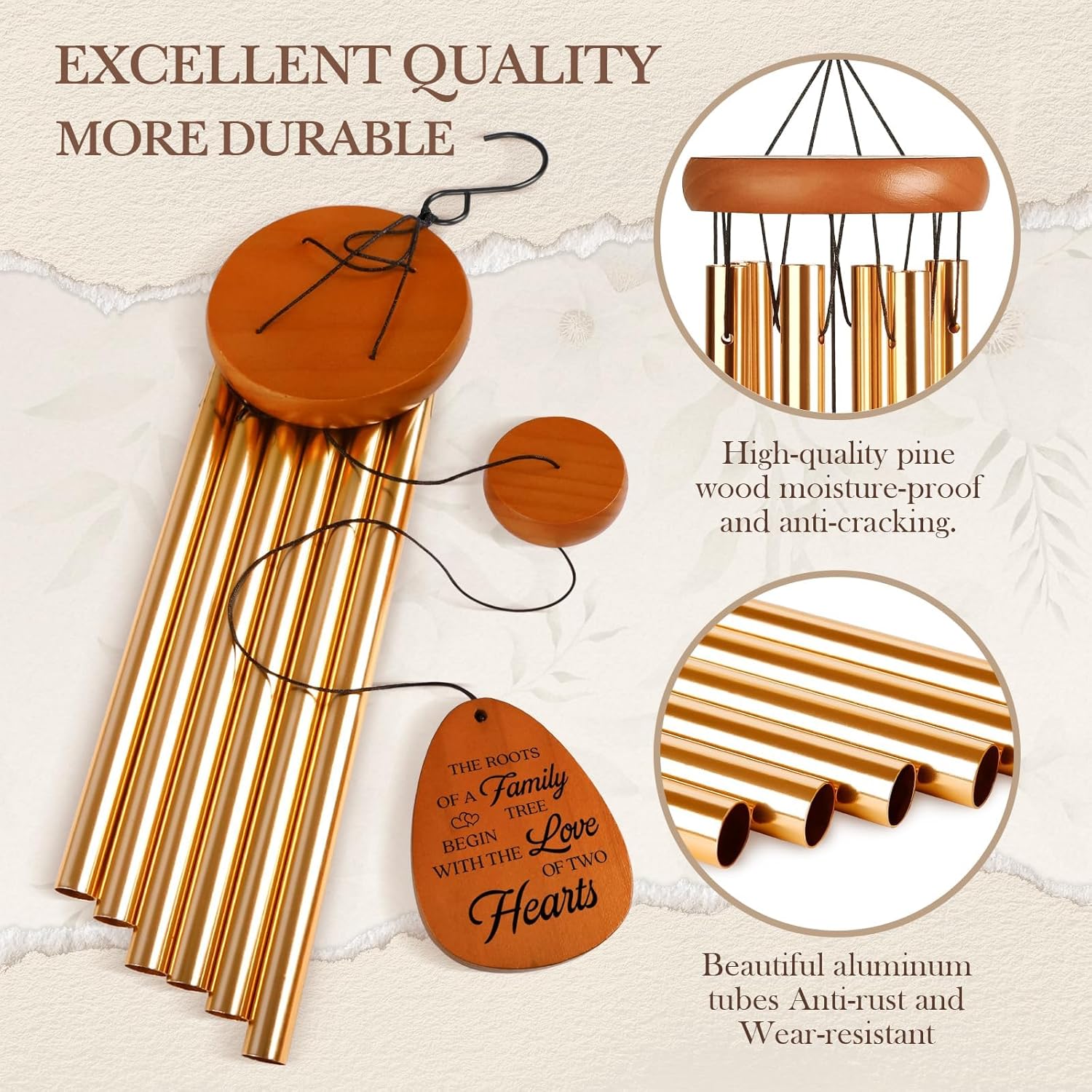 60th Wedding Anniversary Wind Chime, Happy 60th Anniversary Romantic Gifts for Couple, Parents
