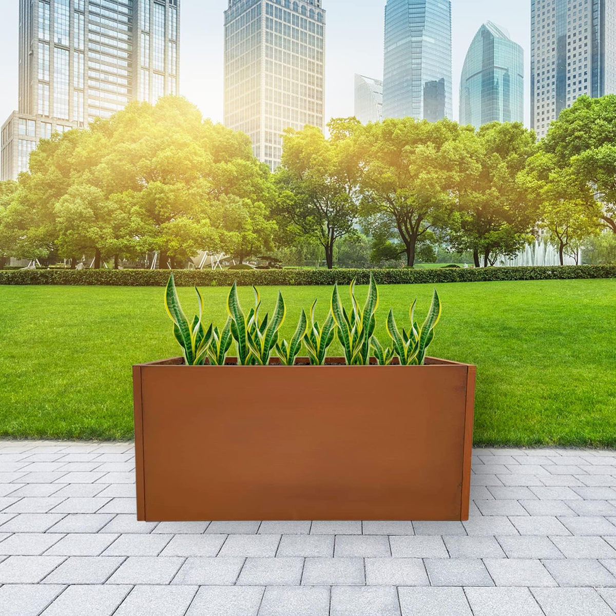 Corten Steel Planter Box Metal Outdoor Large Rectangular Rustic Durable Antique Detached for