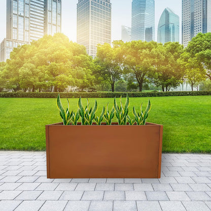 Corten Steel Planter Box Metal Outdoor Large Rectangular Rustic Durable Antique Detached for