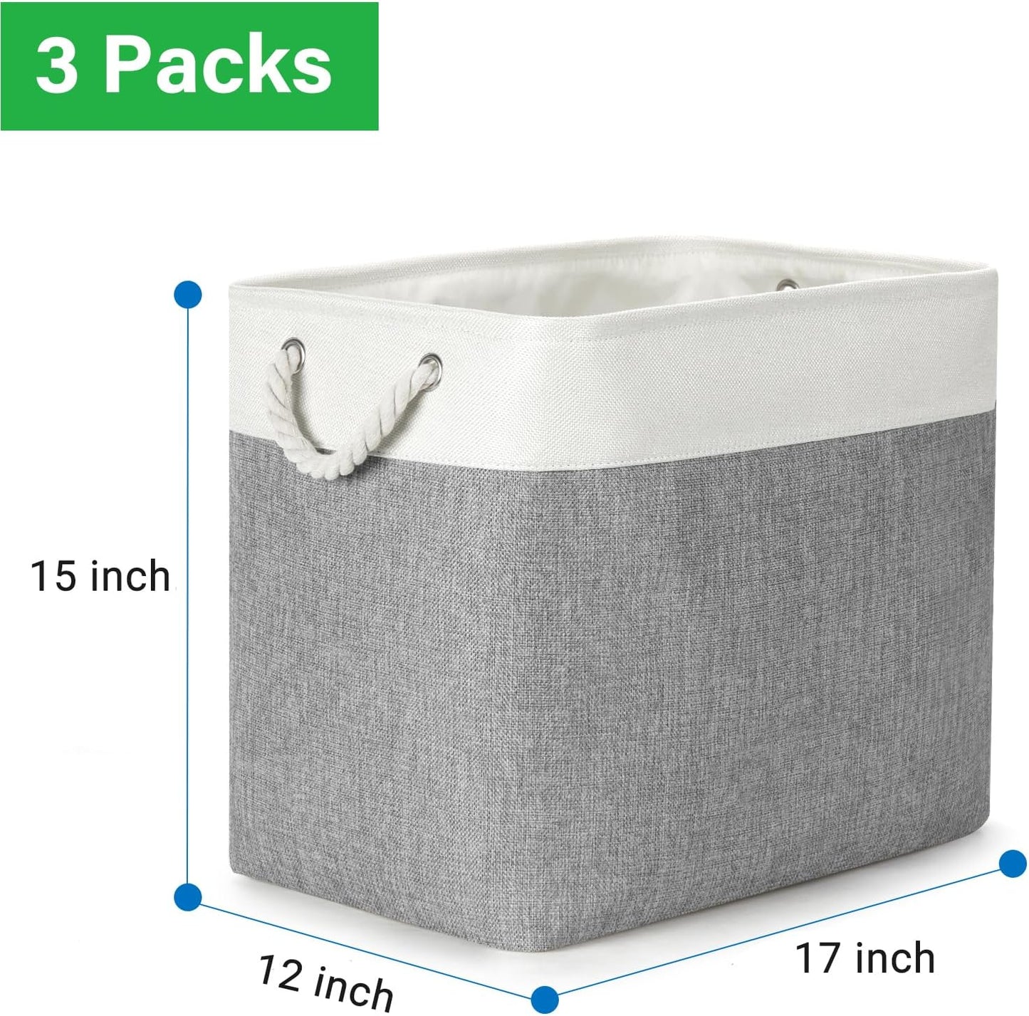 Bidtakay Extra Large Storage Baskets for Organizing 17x12x15.1 inch 3-Pack Fabric Closet Organizers
