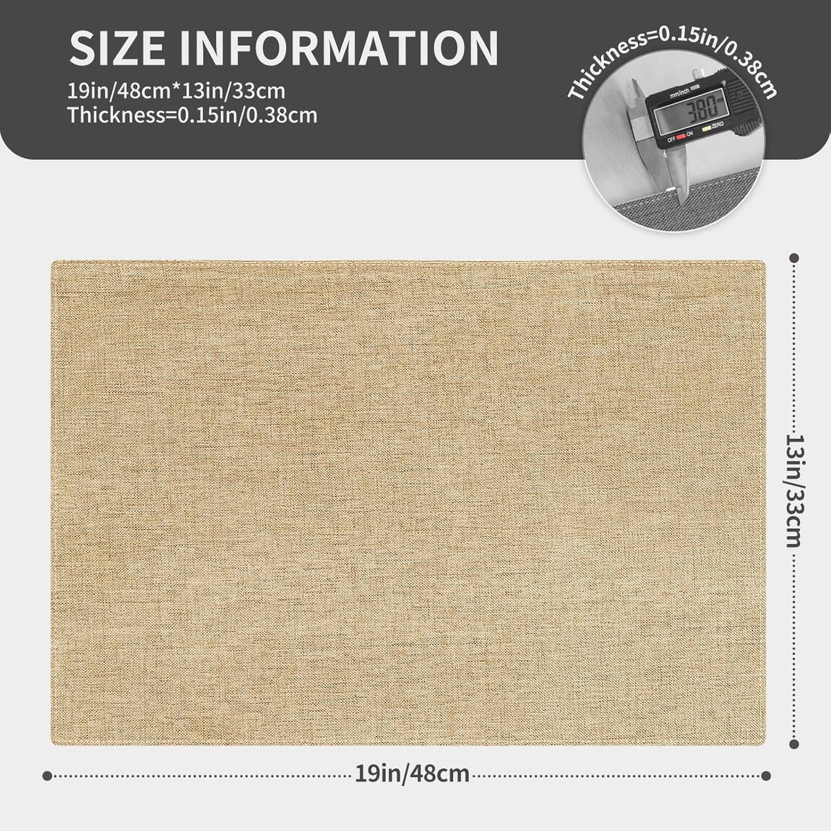 Cloth Placemats, Set of 6 Heat-Resistant Cotton Linen Blend Double Layered Machine Washable Place