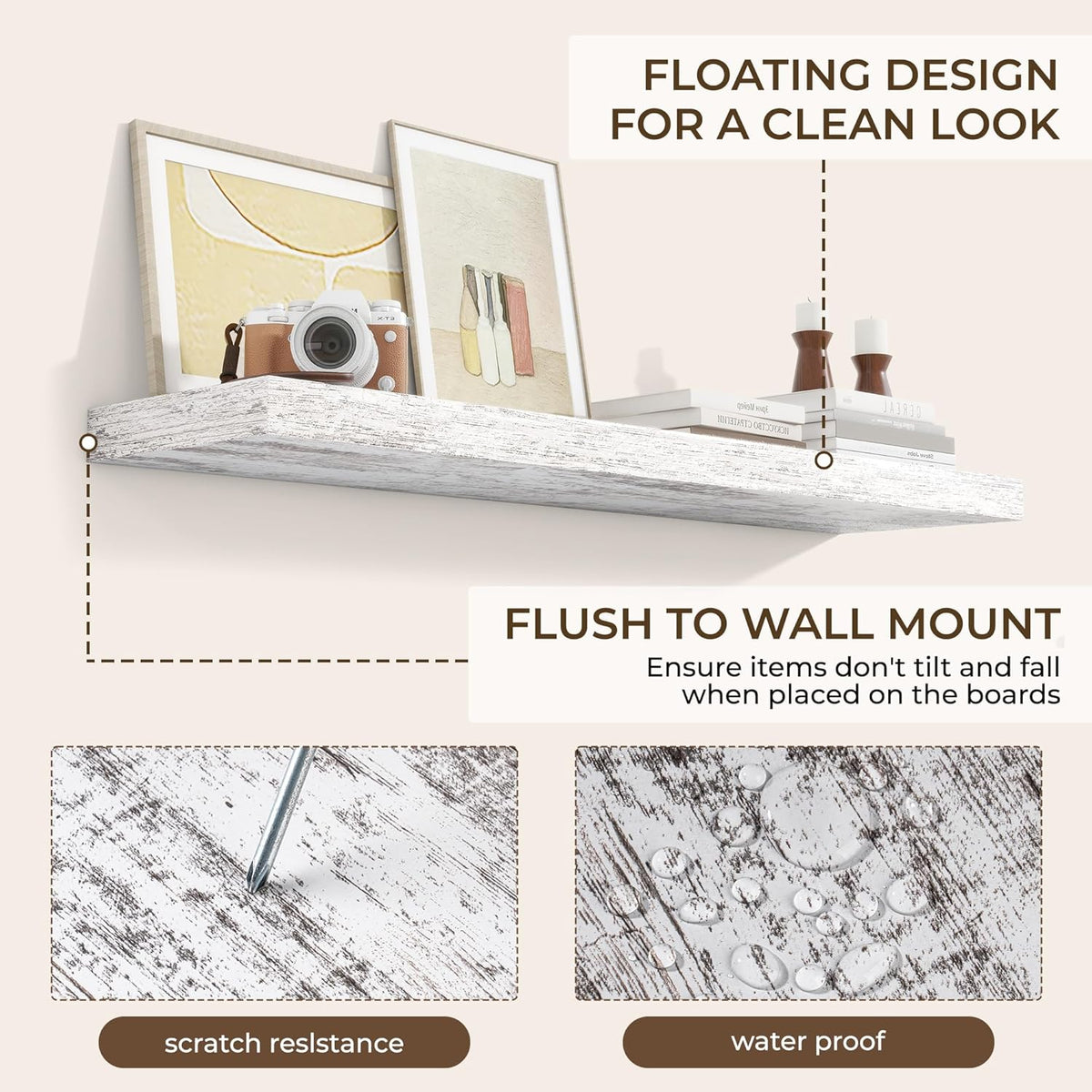 RICHFOCUS 48Inch Floating Shelves for Wall 2 Pack Shelves for Bedroom|Kitchen|Bathroom Wall Mounted