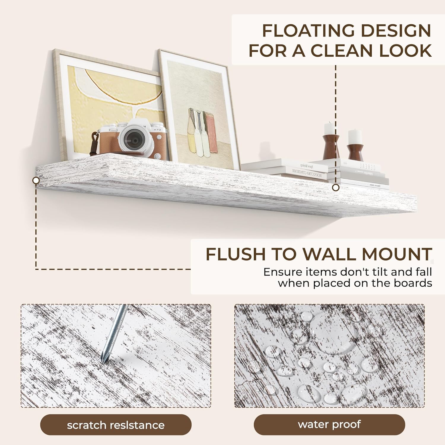 RICHFOCUS 48Inch Floating Shelves for Wall 2 Pack Shelves for Bedroom|Kitchen|Bathroom Wall Mounted