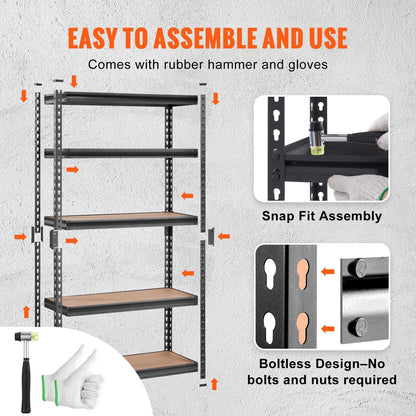 VEVOR Storage Shelves 5-Tier Adjustable 2000 lbs 30"x12"x60" Shelving Unit