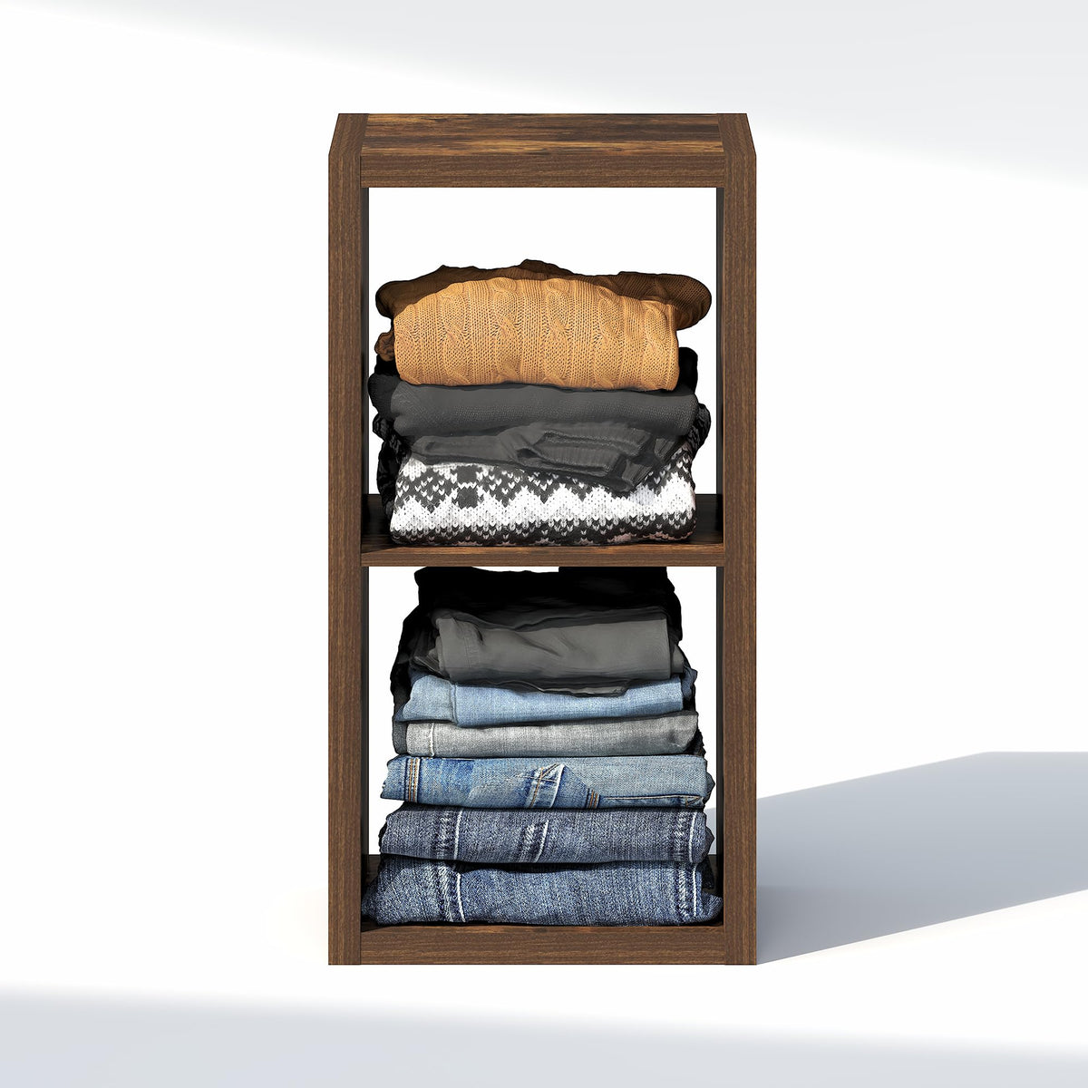 Furinno Cubic Extra Thick 2-Cube Closet Organizers and Storage, Amber Pine
