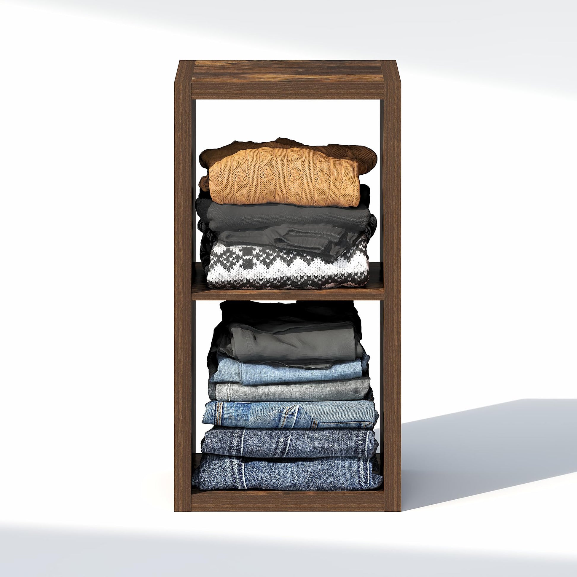 Furinno Cubic Extra Thick 2-Cube Closet Organizers and Storage, Amber Pine