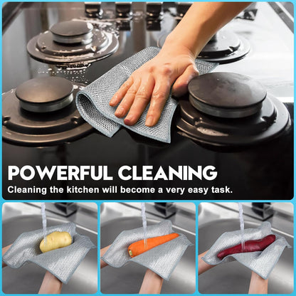 10 Pcs New Upgraded 3 Layers Non Scratch Wire Dishcloth, Multipurpose Wire Dishwashing Rags, Wet &
