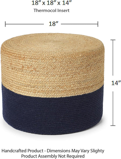 REDEARTH · Cylindrical Pouf Foot Stool Ottoman - Jute Braided Pouffe Poof Accent Sitting Footrest