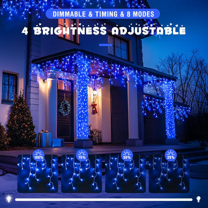 JMEXSUSS 400 LED Blue Icicle Lights for Outdise, 38.8 FT Christmas Icicle Lights Indoor Outdoor