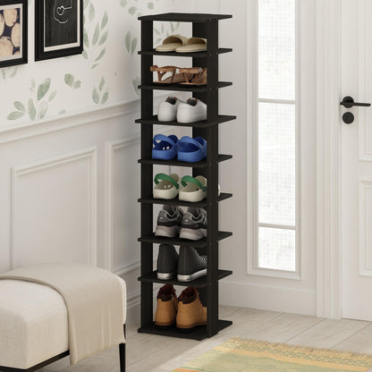 Furinno Compact Vertical Shoe Rack, 9-Tier Narrow Shoe Organizer, Free Standing Shoe Storage, Shoe