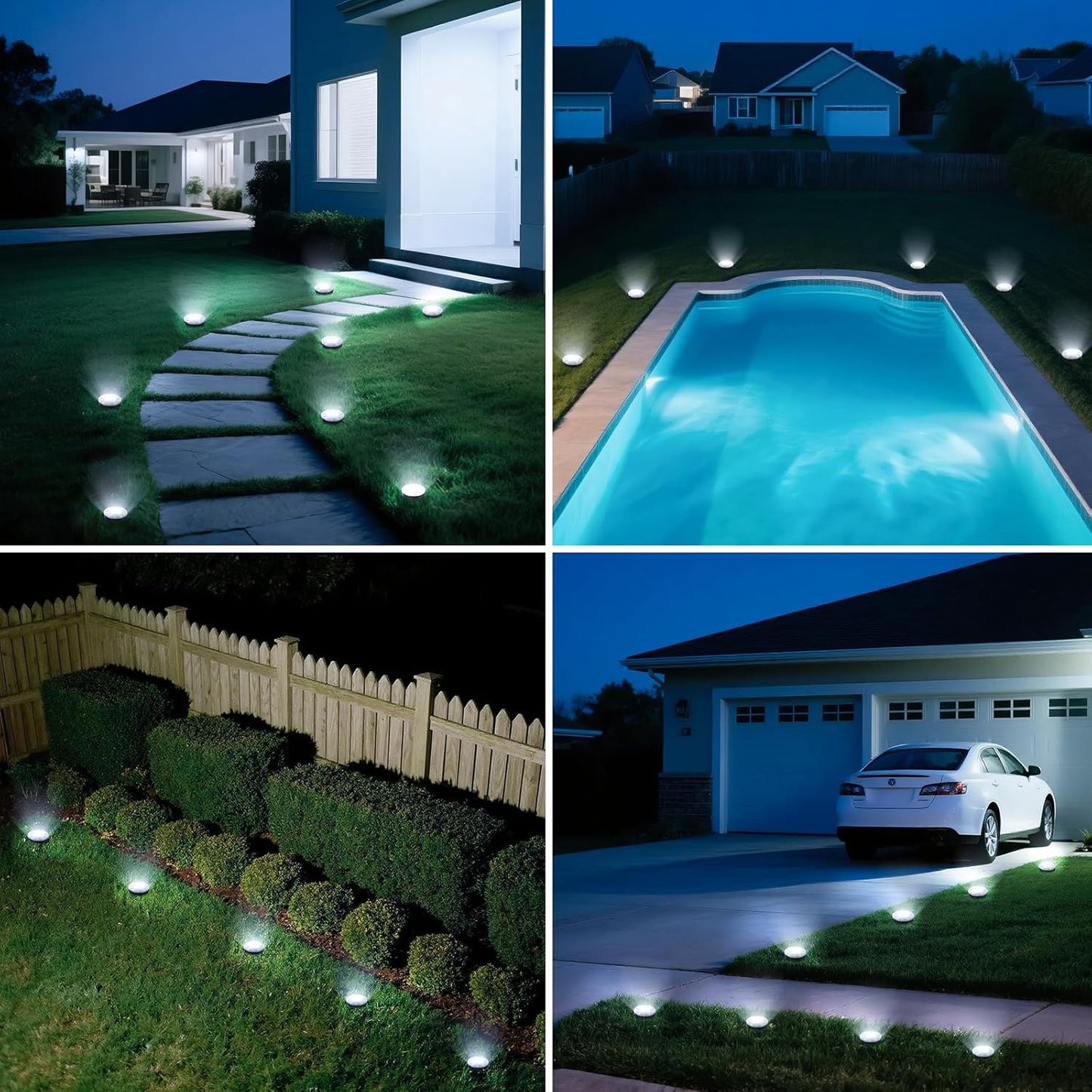 Mini Solar Ground Lights, 2 Pack Solar Lights Outdoor Waterproof, Upgraded LED Flat Landscape