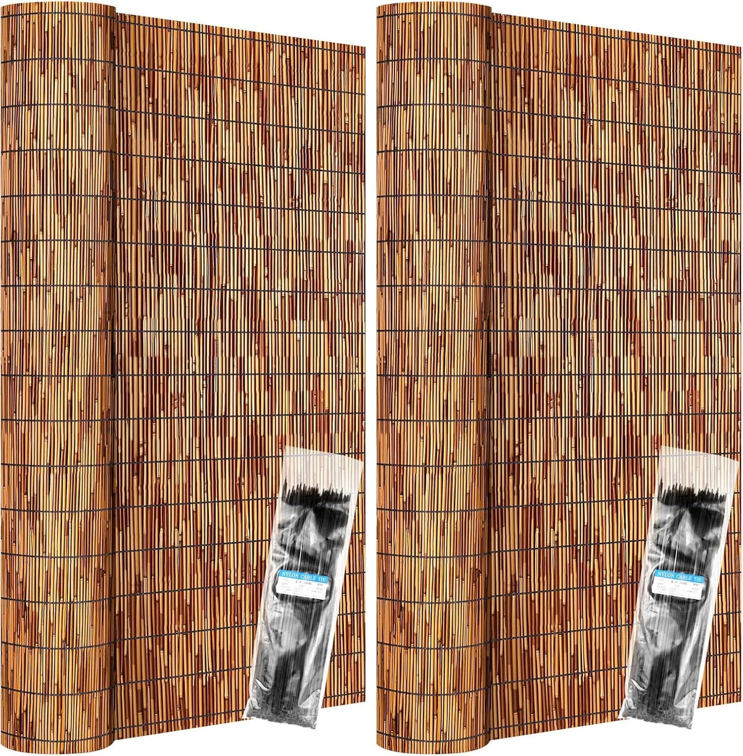 ZNCMRR Reed Fencing Rolls Natural Bamboo Fence Rolls 2 Pcs 4 Feet High Privacy Fence for Balcony