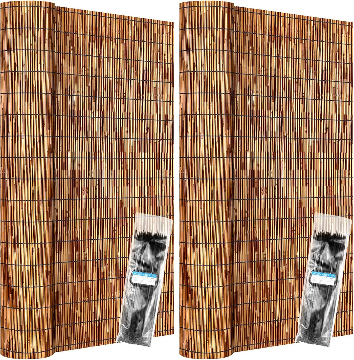 ZNCMRR Reed Fencing Rolls Natural Bamboo Fence Rolls 2 Pcs 4 Feet High Privacy Fence for Balcony