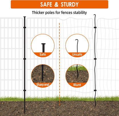 10 Panels No Dig Fence with Gate, 32 in(H) X 24 ft(L) Garden Decorative Fence Animal Barrier for