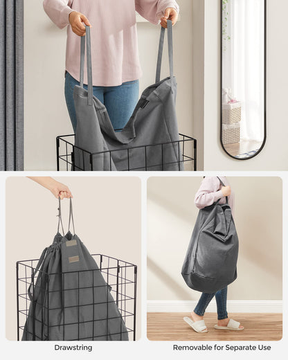 SONGMICS Laundry Hamper, 23.8 Gal. (90L) Laundry Basket, Collapsible Clothes Hamper, Removable and