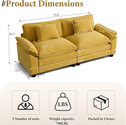 URRED Modular Sectional Sofa Comfy Cloud Couch, Modern Chenille Loveseat Sofa Sleeper Deep Seat