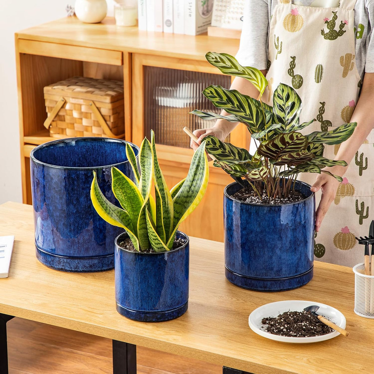 vancasso Ceramic Planters, Plant Pots for Indoor Plants, 6.25+8.25+10.25 Inch Ceramic Pots for
