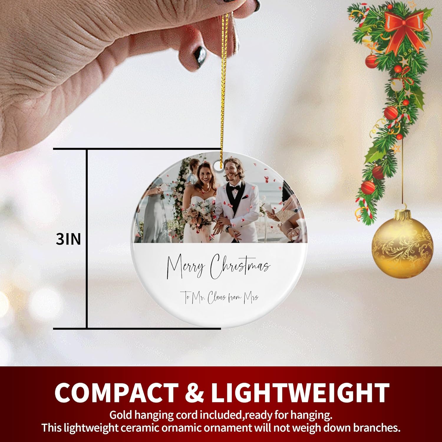 Personalized Christmas Ornaments, Custom Photo & Text 2025 Christmas Tree Ornament, Ideal for Xmas