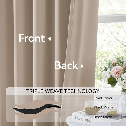 KangBang Taupe Pinch Pleated Window Curtains 2 Panels Set, 90 Inch Blackout Curtains for Bedroom