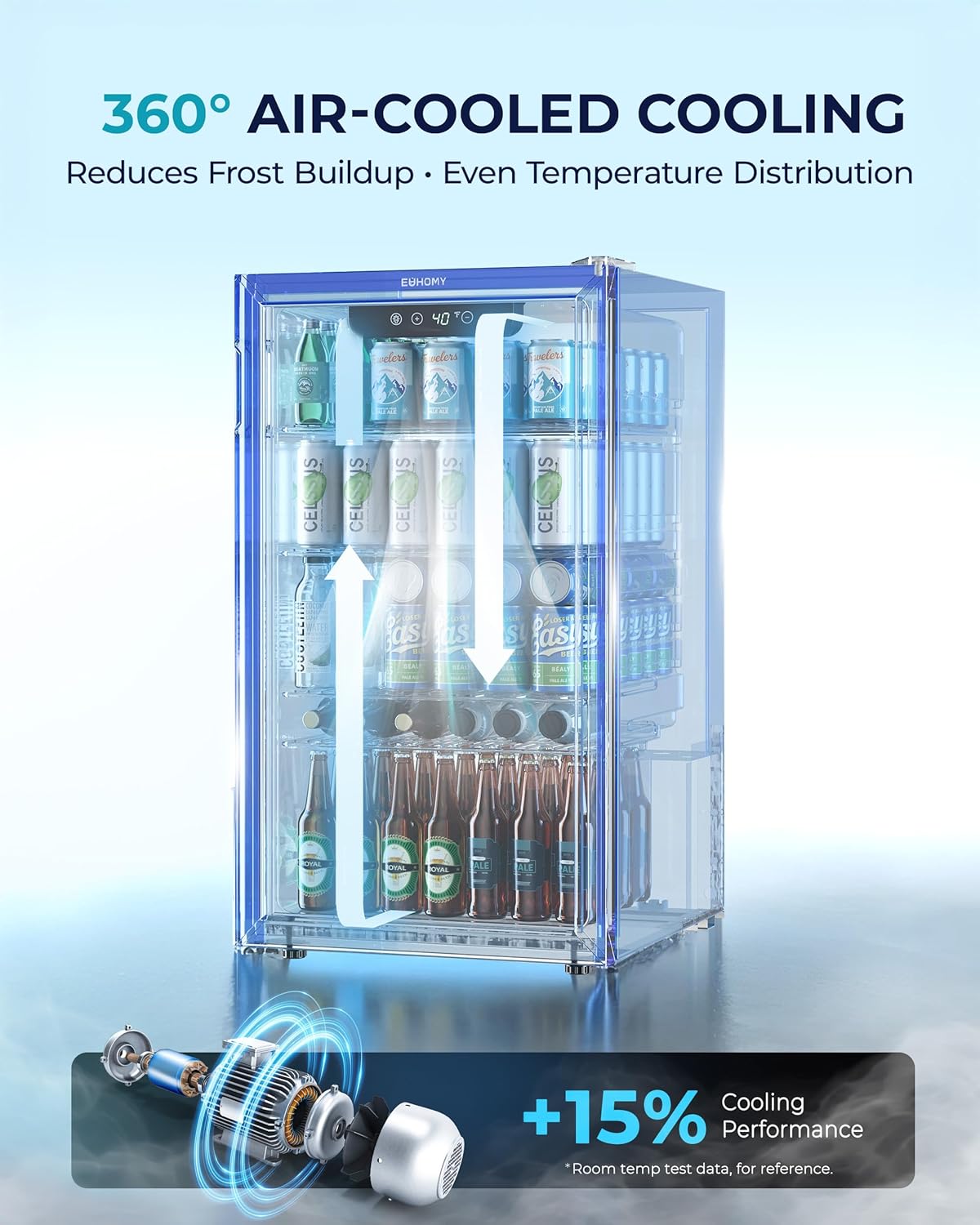 EUHOMY Beverage Refrigerator and Cooler, 128 Can Mini fridge with Glass Door, Small Refrigerator
