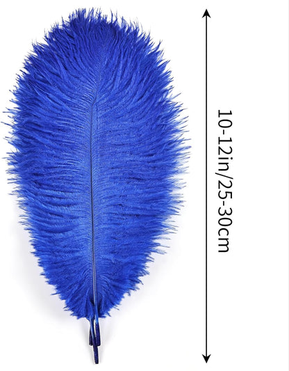 THARAHT Blue Ostrich Feathers 24pcs Natural Bulk 10-12Inch 25cm-30cm for Crafts Wedding Party